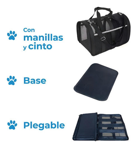 Bolso Transporte Mascota Norplat - Transportador Perro Gato Negro