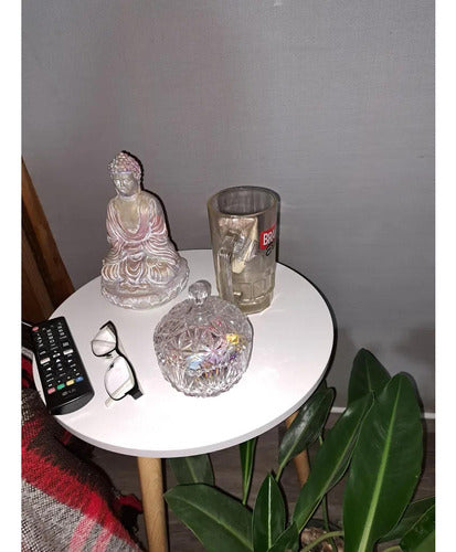 Mesa Centro Madera Norplat 50cm Redonda Minimalista Nordica - Blanco