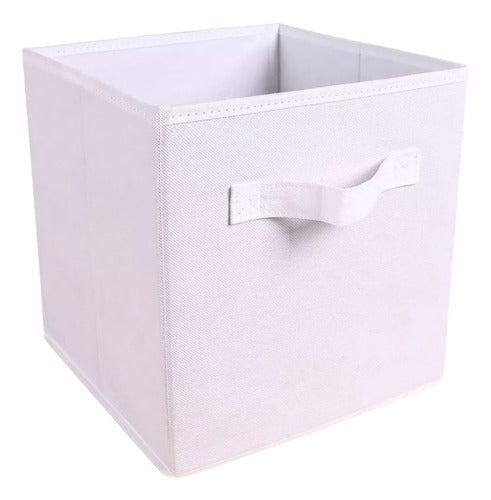 Kit 6 Cajas Organizadoras Cubo Plegables Closet Ropa Norplat Gris Claro + Blanco Lisa