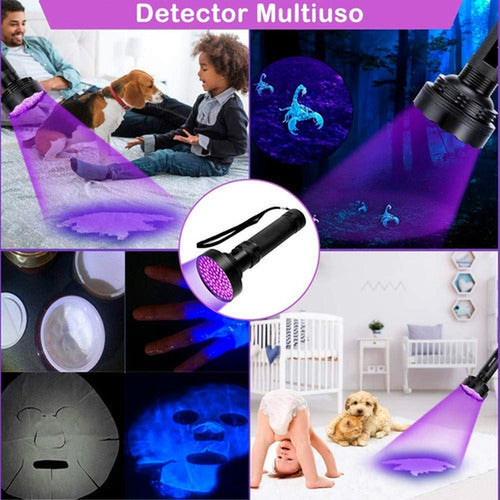 Linterna Ultravioleta Uv 100 Leds Pila Billete Falso Norplat Ultravioleta Negro