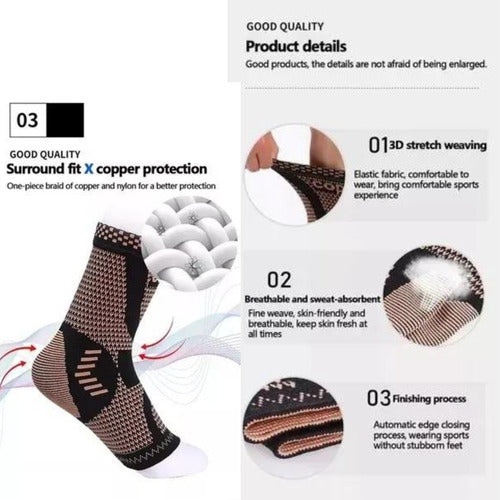 Pack 2 Tobillera Deportiva Compresión Con Fibra De Cobre L