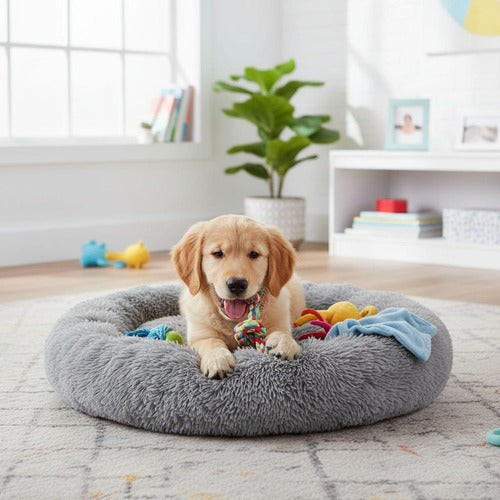 Cama Mascotas Perros Grandes Antiestres 90cm Talla Xxl - Wuf Gris