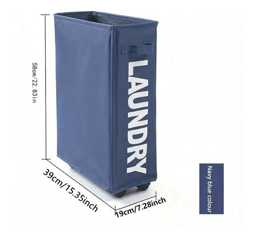 Canasto Ropa Sucia Con Ruedas / Cesto Ropa Sucia - Norplat Azul Lisa