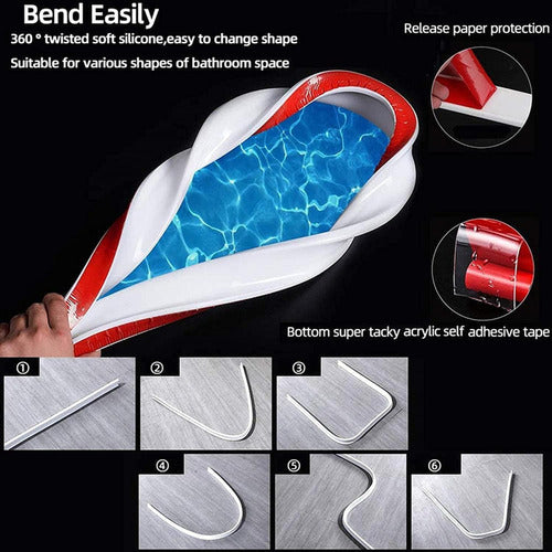 Barrera De Agua Tpe 2m Plegable Umbral De Baño - Norplat - Blanco