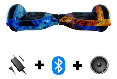 Patineta Smart Balance Speaker Bluetooth - Rebelde Eciclos Ice & Fire (azul Naranjo)