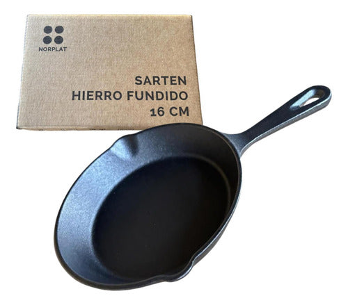 Sarten Redondo Hierro Fundido 16cm Provoleta Cocina Norplat Negro