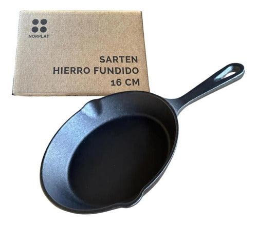 Sarten Redondo Hierro Fundido 16cm Provoleta Cocina Norplat Negro
