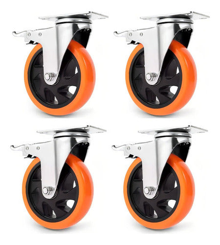 Pack 4 Ruedas Giratorias Para Carros, Muebles, Cama Norplat Naranja