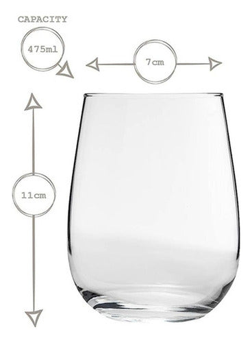 Set 6 Vasos De Vidrio 475ml Agua Vino Bebidas - Norplat Transparente