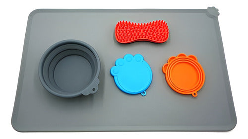 Alfombra Comedero Silicona Para Mascota Anti-salpicadura Wuf Gris
