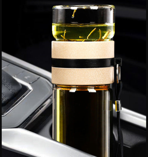 Botella Infusor Vidrio Borosilicato Infusión Separado De Té Blanco