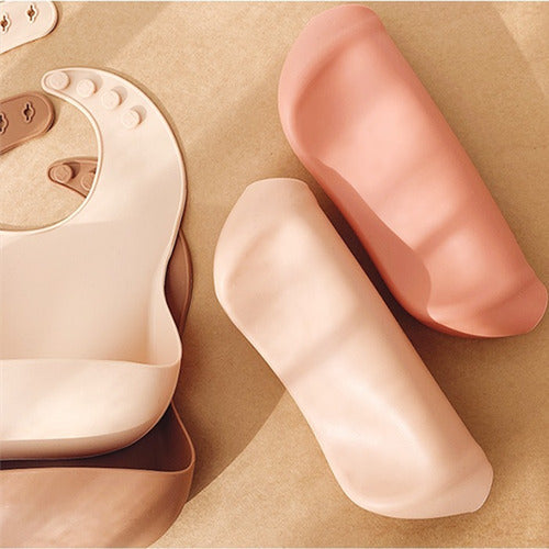 Babero De Silicona Sin Bpa Premium Resistente Agua - Norplat Beige Beige Talla Unica