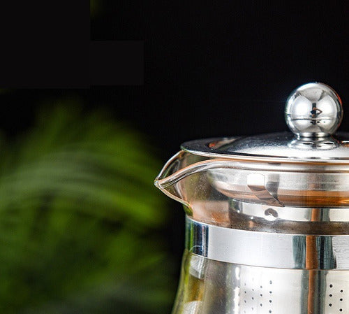 Set Tetera Té Acero Vintage Vidrio 500 Ml Premium - Cukin