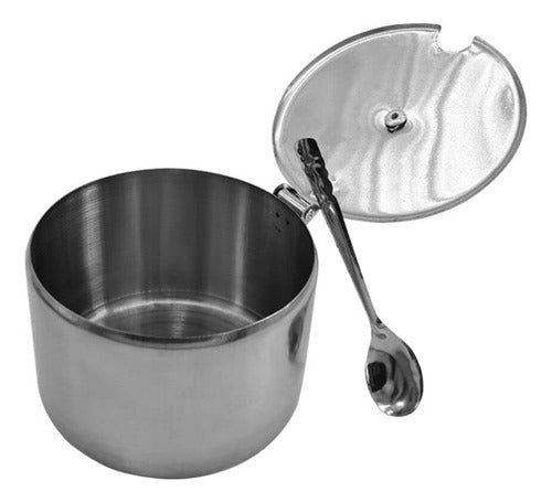 Norplat Azucarero Acero Inoxidable Con Tapa Y Cucharilla Plateado