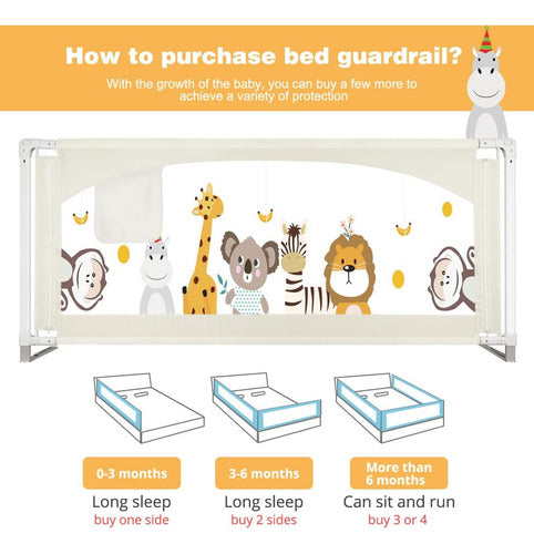 Baranda Cama Seguridad Bebe Plegable Ajustable 200cm Norplat Beige Zoológico