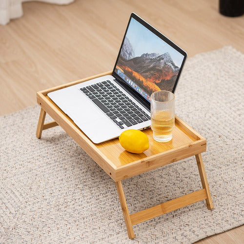 Mesa Desayuno Cama Bandeja Notebook 30cmx50cmx24cm - Cukin Madera Clara