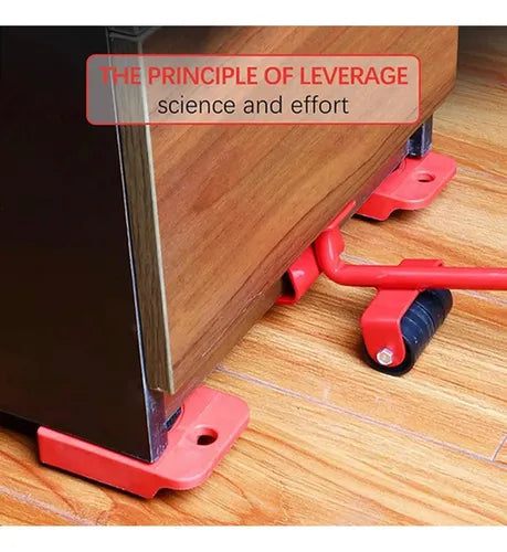 Ruedas Mover Muebles Palanca Deslizadores Elevadores Norplat Rojo