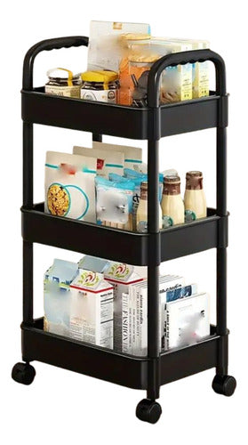 Carrito Carro Organizador Ruedas Multiuso 3 Niveles Norplat Negro