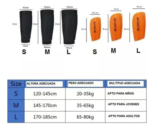 Canilleras Futbol Espinilleras + Manga Protectora - Norplat L Negro