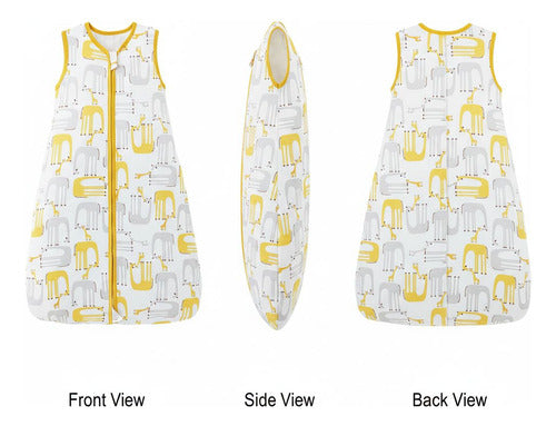 2 Pijamas Bebe Saco Dormir Sin Mangas 100% Algodon - Norplat Blanco Jirafa Y Flores M