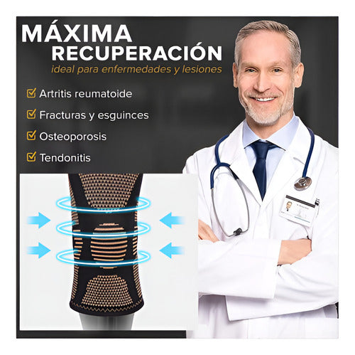 2 Rodilleras Deportiva Ortopédica Compresion Cobre - Norplat Negro M