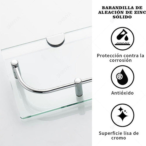 Organizador Ducha Repisa Baño Set 2 Vidrio Templado Norplat Plata