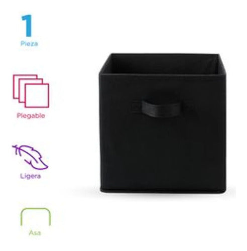 Kit 6 Cajas Organizadoras Cubo Plegables Closet Ropa Norplat Negro Lisa