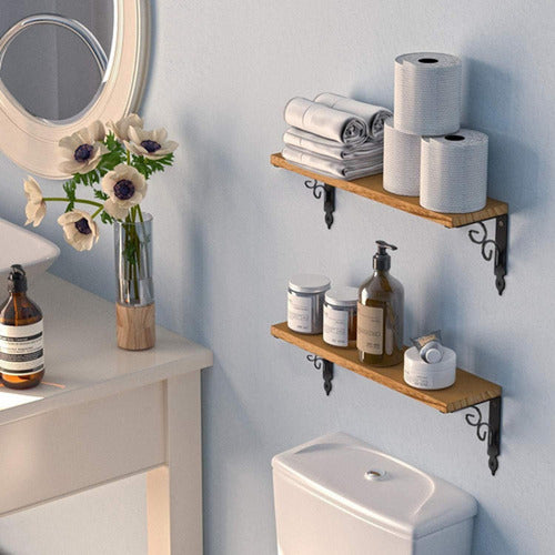 6 Soporte Repisa Flotante Estante Metal Pared Ángulo Norplat Negro