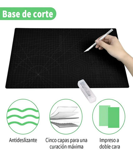 Tapete Corte Salvacorte Base Tabla A3 + 46 Accesorio Norplat Negro