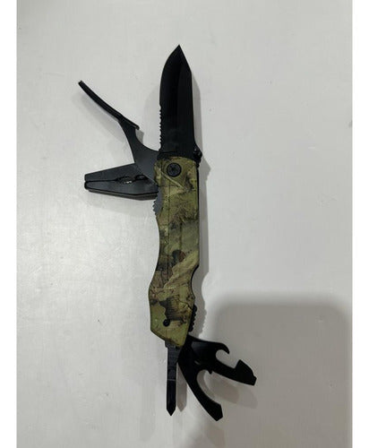 Cuchillo Tactico Navaja Multiherramienta Norplat Caza 20en1 Verde Camuflaje