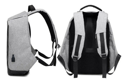 Mochila De Carga Usb Antirrobo Gris