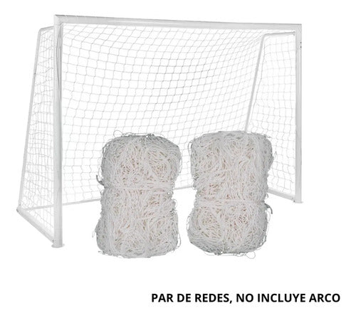 2 Mallas Futbol 7 Red Arco Futbolito 5.5x2.1mt Norplat Blanco