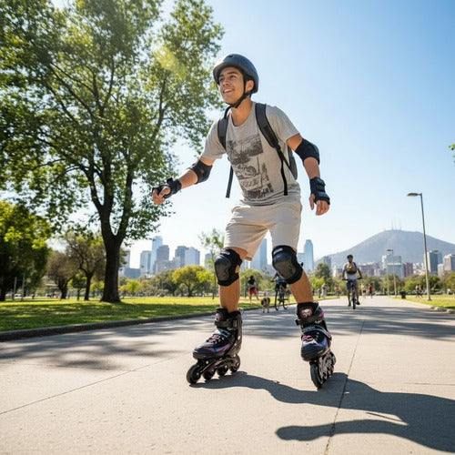 Patines En Linea Rollers Adolescentes Adultos Ajustable M 65 Mm Rosa Chicle