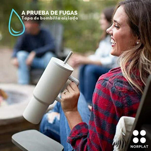 Norplat Tumbler 1180ml Vaso Térmico 40oz 1180ml Con Bombilla Verde Oscuro Lisa