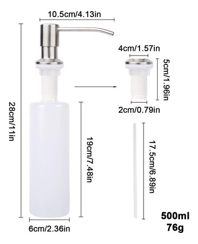 Bomba Dispensador Acero Inox Jabón Lavaplato 500ml - Norplat
