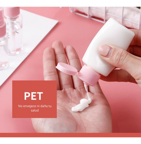 Kit De Viaje Portátil Botella Spray Dispensador Líquidos Celeste Transparente