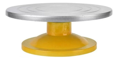 Base Giratoria Tortas Plato Repostería Decoración - Cukin Gris Con Dorado