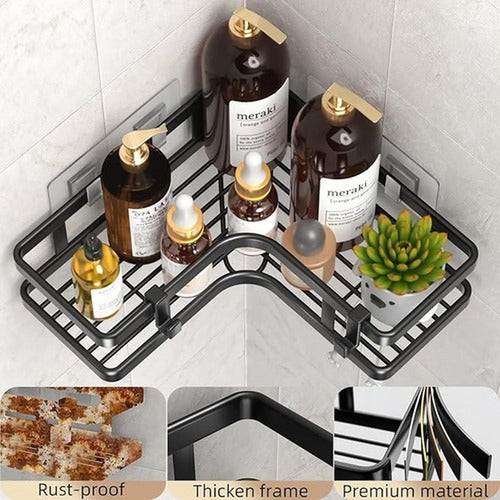 2 Organizador Esquinero Ducha Repisa Estante Baño - Norplat Negro