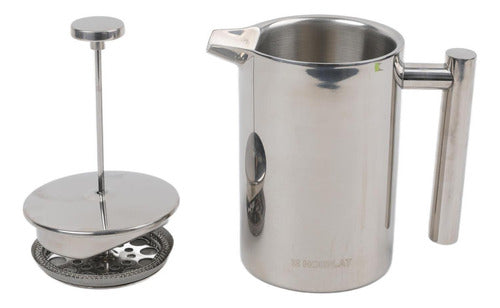 Cafetera Manual Prensa Francesa Acero Cafe 800ml - Norplat Plateado