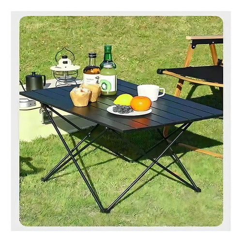 Mesa Camping Plegable Portátil Metalico Con Bolso - Norplat Negro