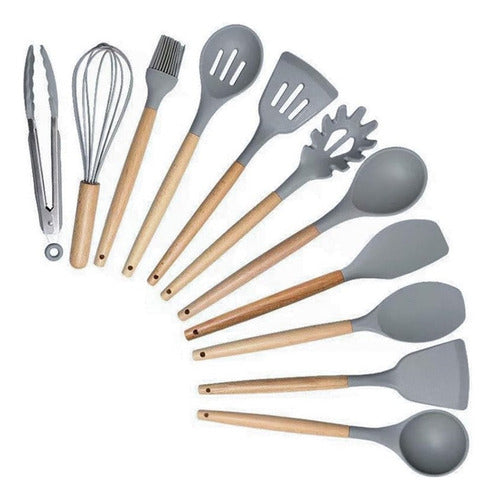 Set 19 Utensilios Cocina Acero Inoxidable Silicona - Norplat Gris Oscuro