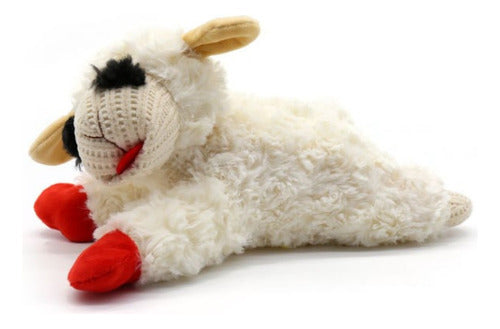 Peluche Oveja Con Texturas Y Sonido Para Mascotas Y Niños Blanco Con Patas Rojas