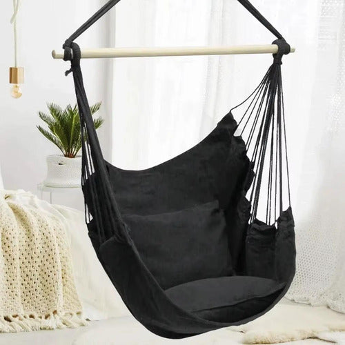 Silla Colgante Columpio Hamaca Con Almohadones - Norplat Negro