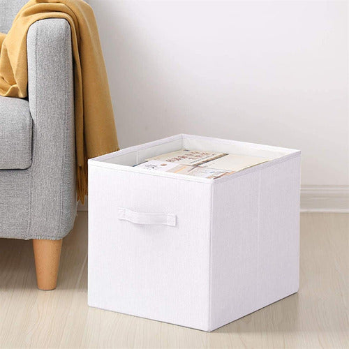 Kit 6 Cajas Organizadoras Cubo Plegables Closet Ropa Norplat Gris Claro + Blanco Lisa