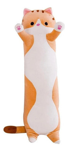 Peluche Almohada Gatito Largo 70cm Grande - Norplat Marrón Claro