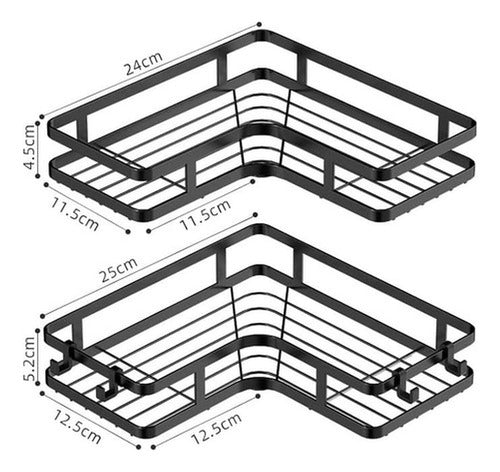 2 Organizador Esquinero Ducha Repisa Estante Baño - Norplat Negro