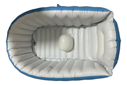 Tina Baño Bebe Portatil Bañera Plegable + Inflador - Norplat Azul Lisa