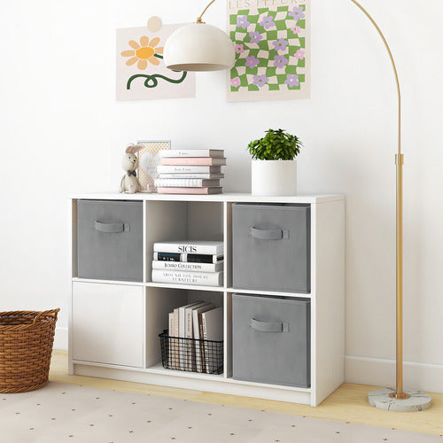 Kit 6 Cajas Organizadoras Cubo Plegables Closet Ropa Norplat Gris Oscuro Lisa