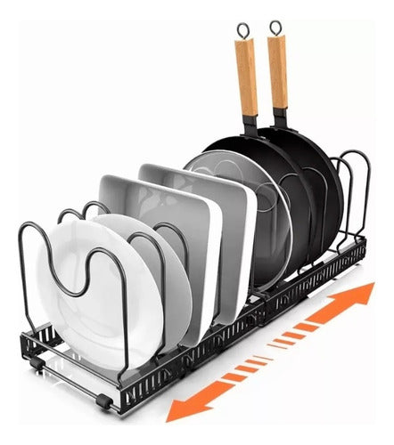 Organizador De Tapas Ollas Sartén Expansible Cocina Norplat Negro