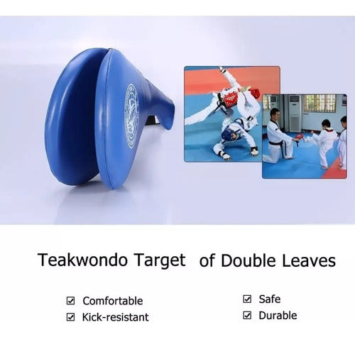 Paleta Doble Para Entrenamientos Golpes Taekwondo - Norplat Azul Standard Mundo